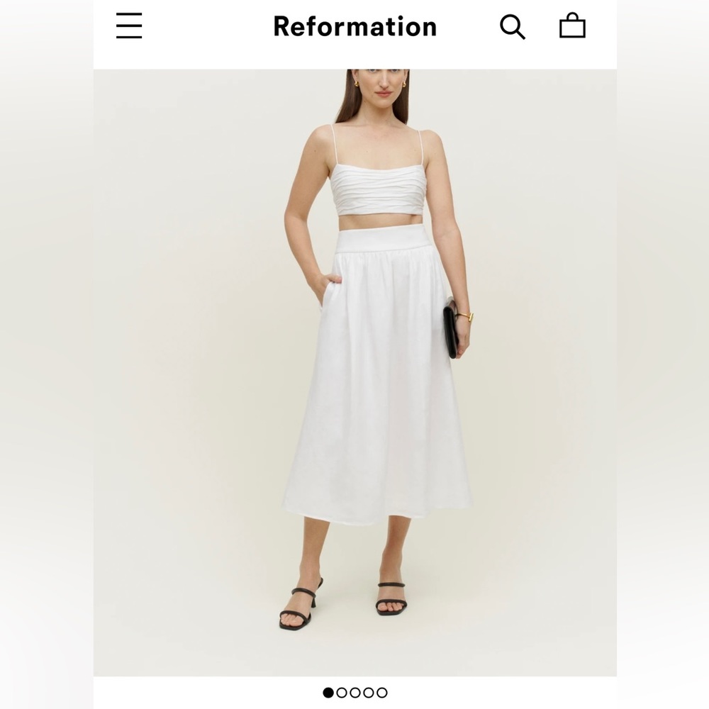 Reformation white linen 2-piece set. Perfect for summer, trips, bridal outfits